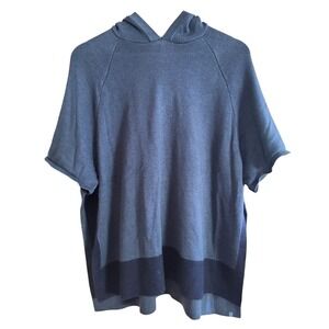 Lululemon Opened Up Poncho Blue Navy XS/S Oversized Hooded Short‎ Sleeve Sweater